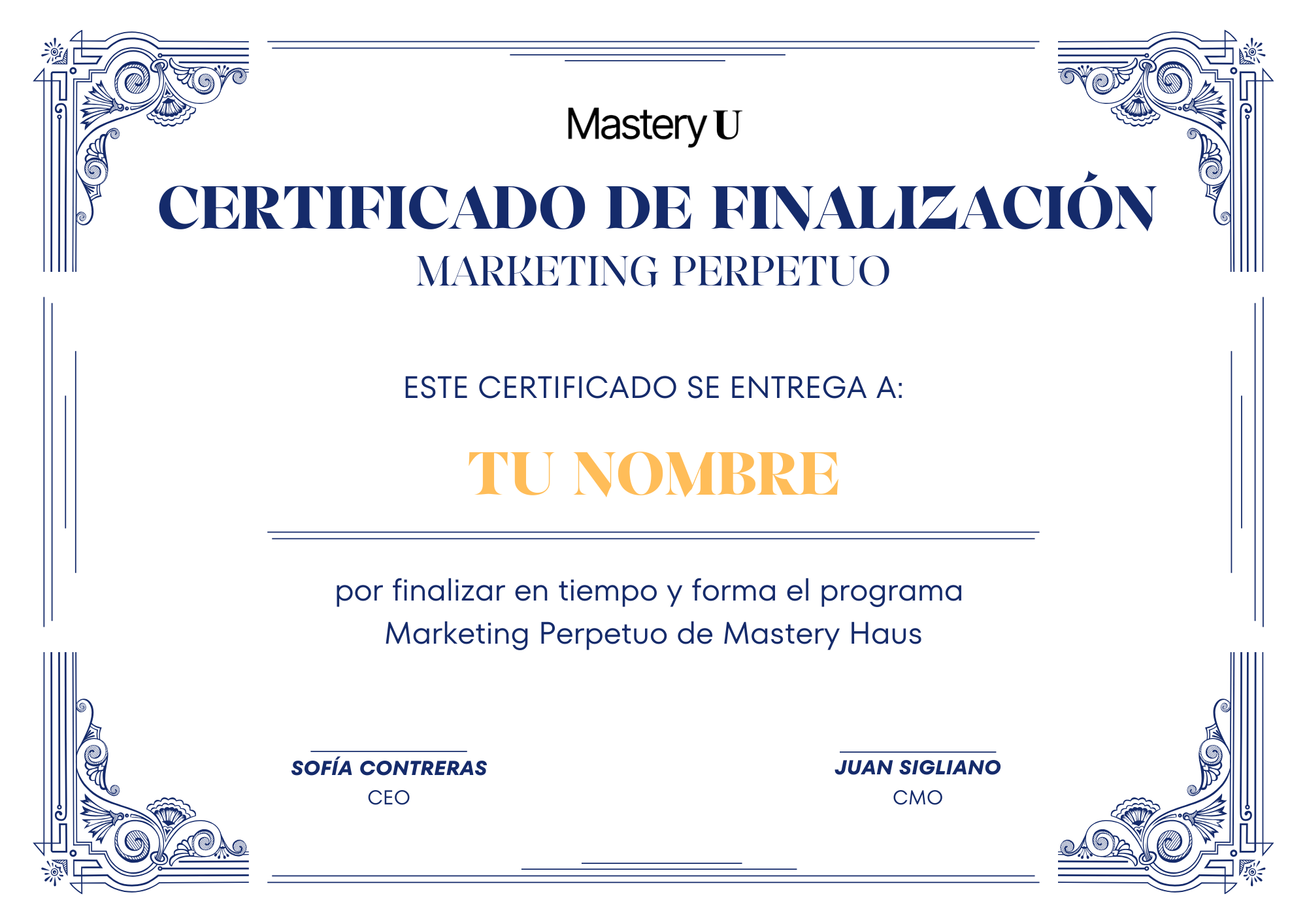 Certificado de participación — Marketing Perpetuo